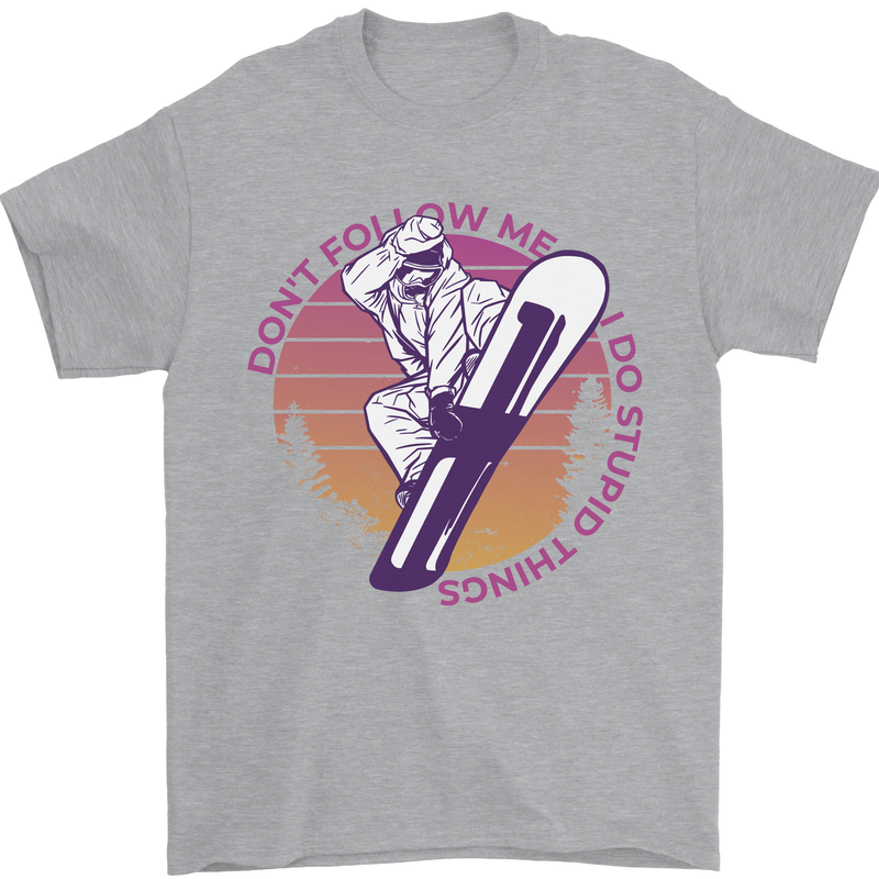 Snowboarding Funny Dont Follow Me Mens T-Shirt 100% Cotton Sports Grey