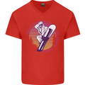 Snowboarding Funny Dont Follow Me Mens V-Neck Cotton T-Shirt Red