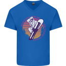 Snowboarding Funny Dont Follow Me Mens V-Neck Cotton T-Shirt Royal Blue
