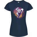 Snowboarding Funny Dont Follow Me Womens Petite Cut T-Shirt Navy Blue