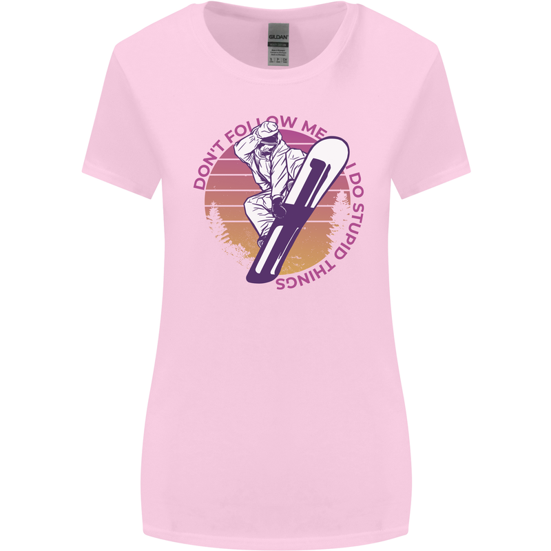 Snowboarding Funny Dont Follow Me Womens Wider Cut T-Shirt Light Pink