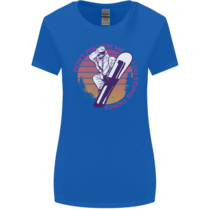 Snowboarding Funny Dont Follow Me Womens Wider Cut T-Shirt Royal Blue