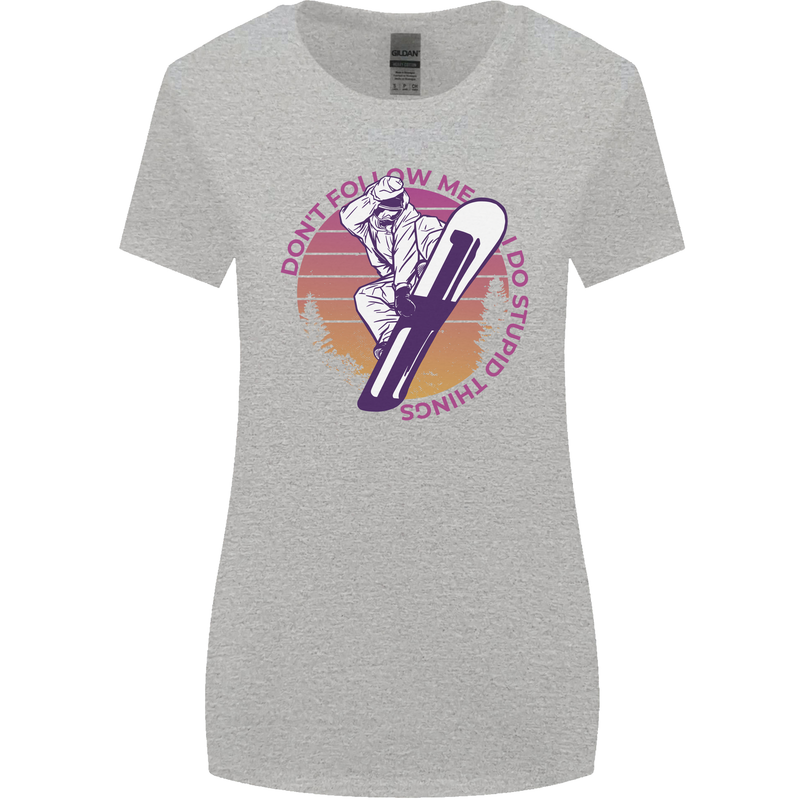 Snowboarding Funny Dont Follow Me Womens Wider Cut T-Shirt Sports Grey