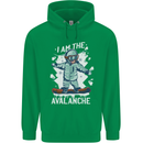 Snowboarding I Am the Avalanche Funny Childrens Kids Hoodie Irish Green