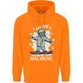 Snowboarding I Am the Avalanche Funny Childrens Kids Hoodie Orange