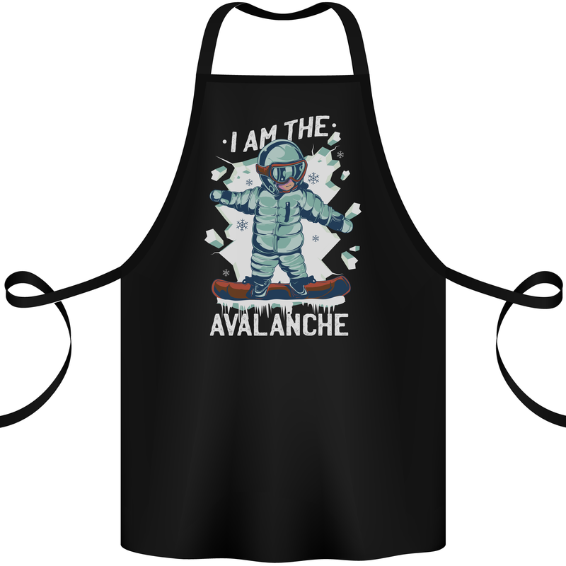 Snowboarding I Am the Avalanche Funny Cotton Apron 100% Organic Black