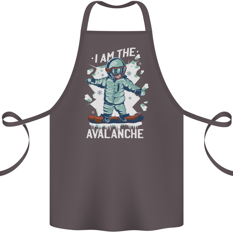 Snowboarding I Am the Avalanche Funny Cotton Apron 100% Organic Dark Grey