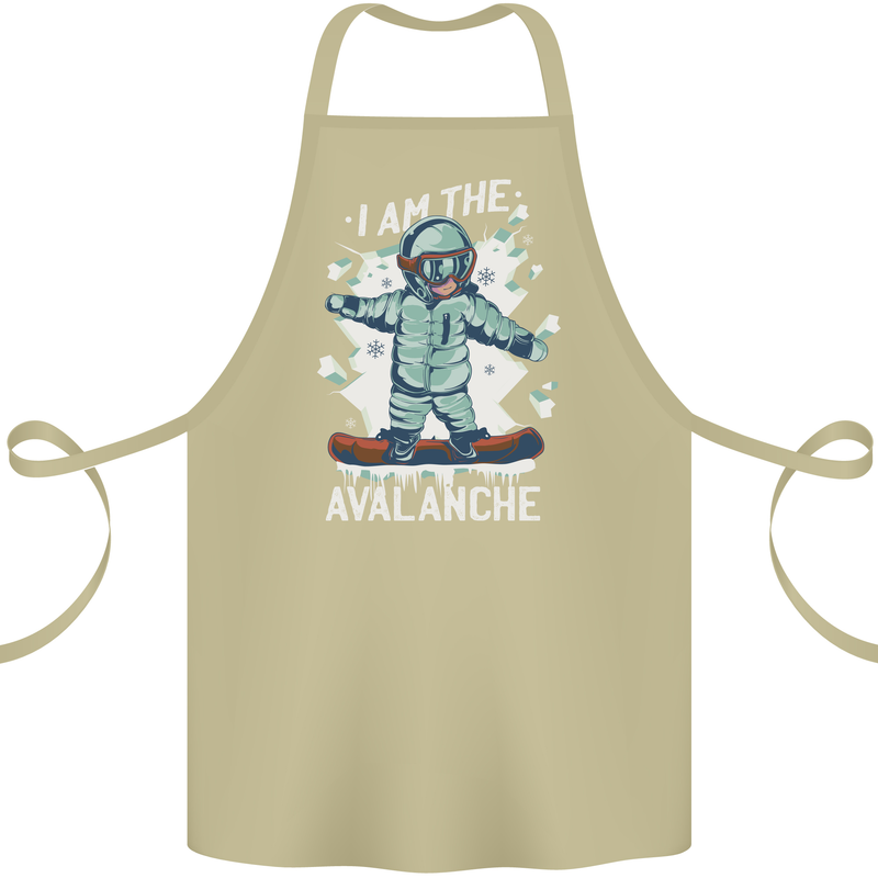 Snowboarding I Am the Avalanche Funny Cotton Apron 100% Organic Khaki
