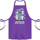 Snowboarding I Am the Avalanche Funny Cotton Apron 100% Organic Purple