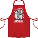 Snowboarding I Am the Avalanche Funny Cotton Apron 100% Organic Red