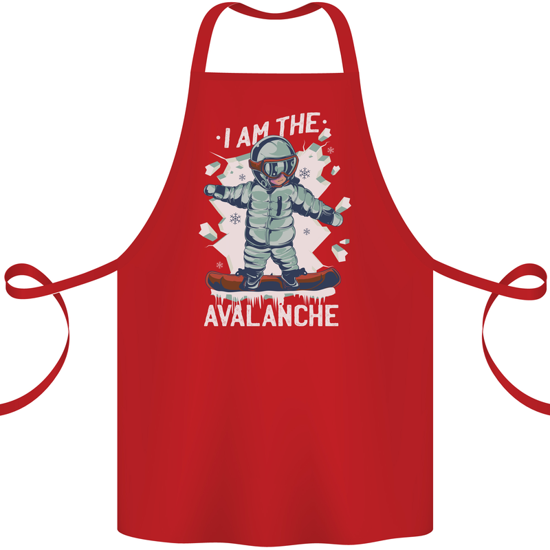 Snowboarding I Am the Avalanche Funny Cotton Apron 100% Organic Red