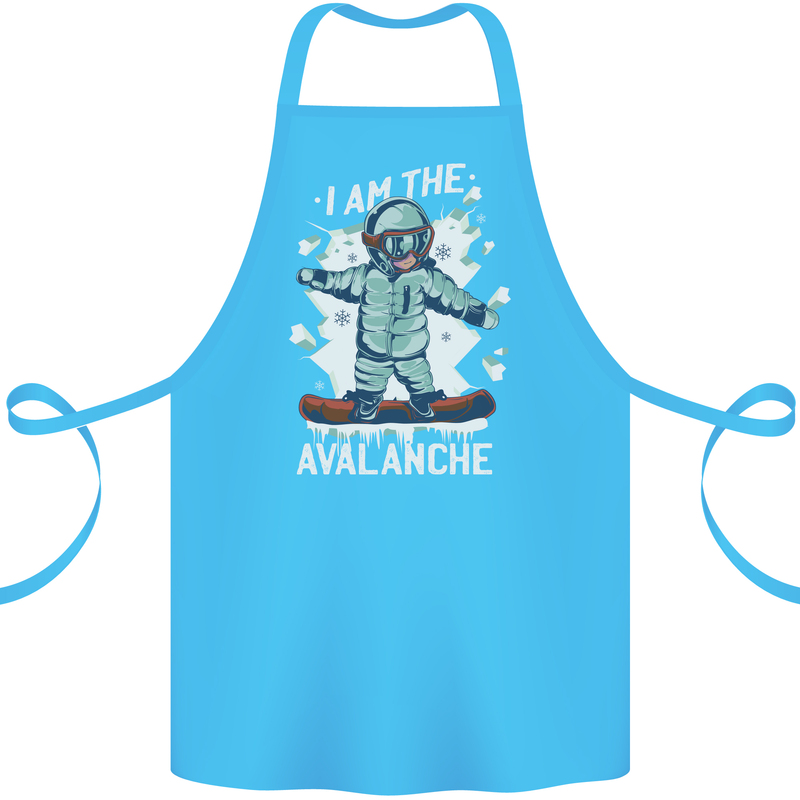 Snowboarding I Am the Avalanche Funny Cotton Apron 100% Organic Turquoise