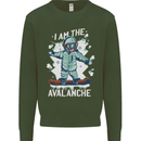 Snowboarding I Am the Avalanche Funny Kids Sweatshirt Jumper Forest Green