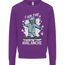 Snowboarding I Am the Avalanche Funny Kids Sweatshirt Jumper Purple