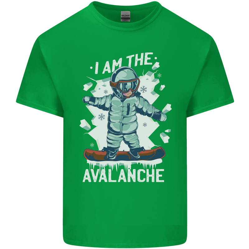 Snowboarding I Am the Avalanche Funny Kids T-Shirt Childrens Irish Green