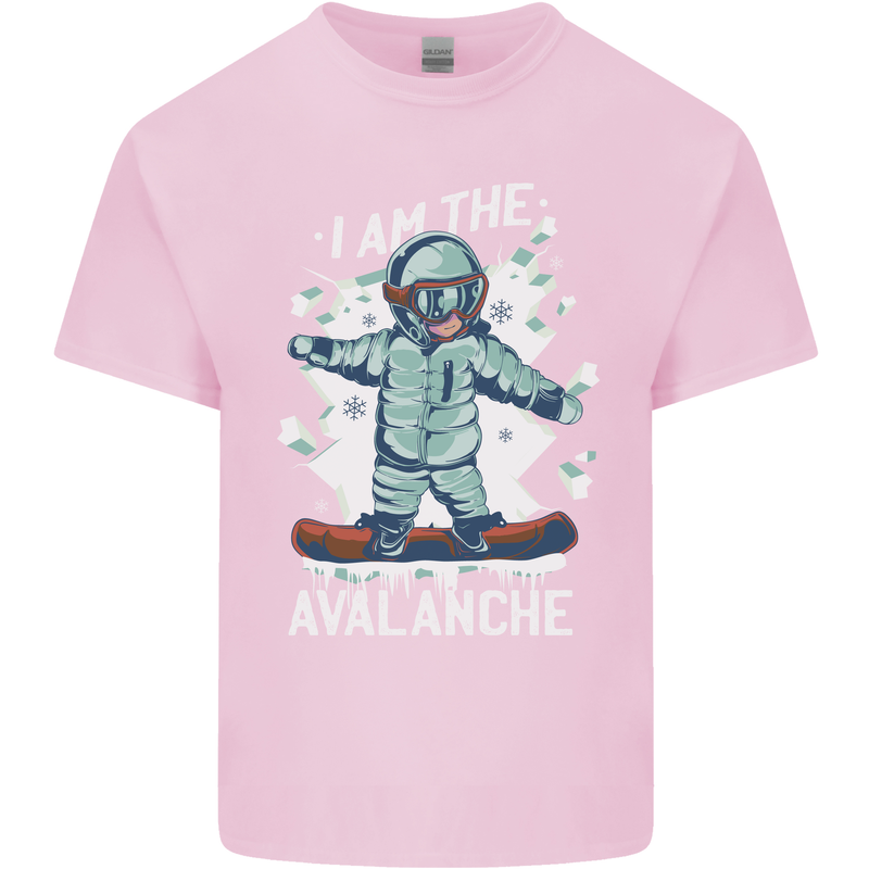 Snowboarding I Am the Avalanche Funny Kids T-Shirt Childrens Light Pink