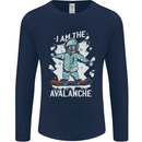 Snowboarding I Am the Avalanche Funny Mens Long Sleeve T-Shirt Navy Blue