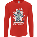 Snowboarding I Am the Avalanche Funny Mens Long Sleeve T-Shirt Red