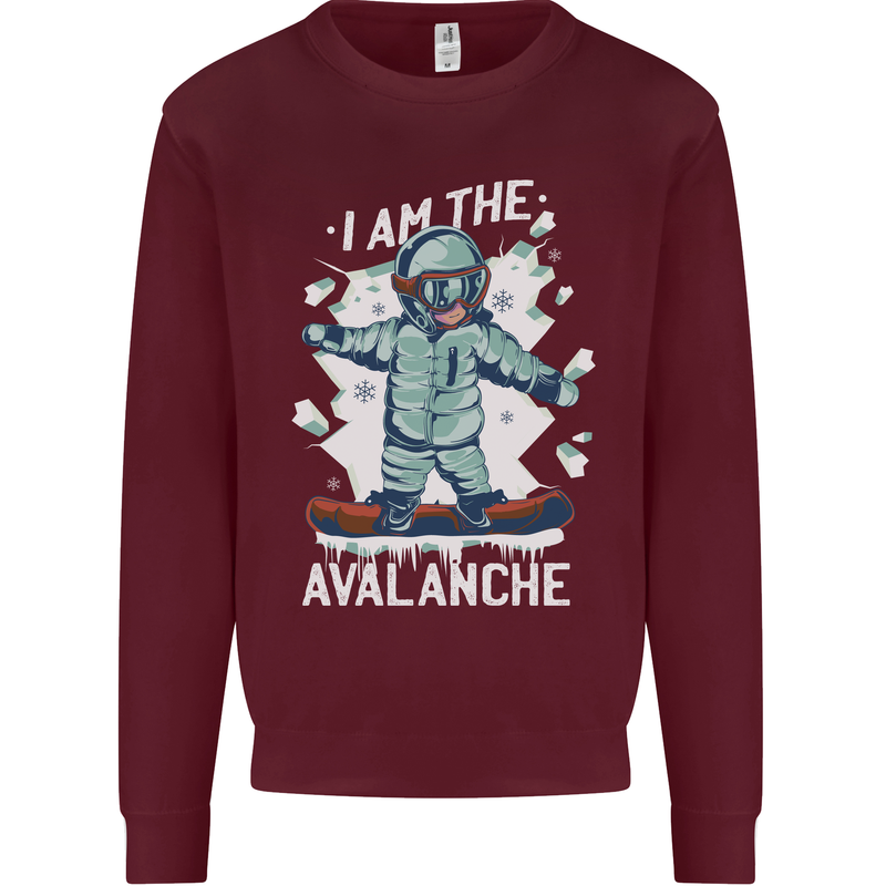 Snowboarding I Am the Avalanche Funny Mens Sweatshirt Jumper Maroon