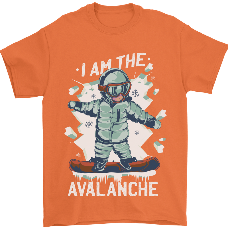 Snowboarding I Am the Avalanche Funny Mens T-Shirt 100% Cotton Orange
