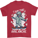 Snowboarding I Am the Avalanche Funny Mens T-Shirt 100% Cotton Red