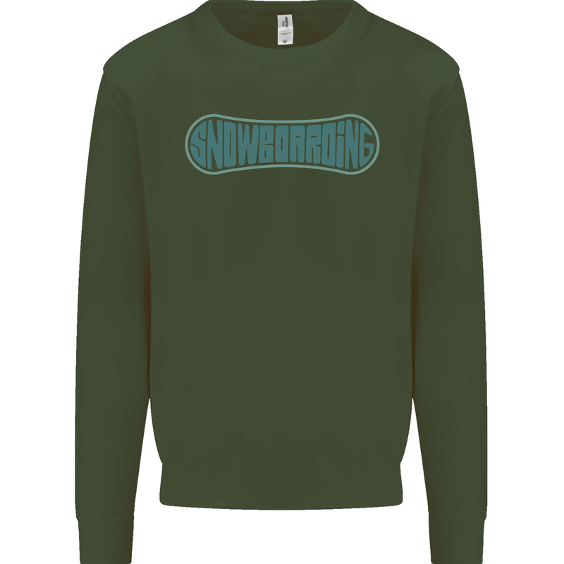 Snowboarding Snow Board Kids Sweatshirt Jumper Forest Green