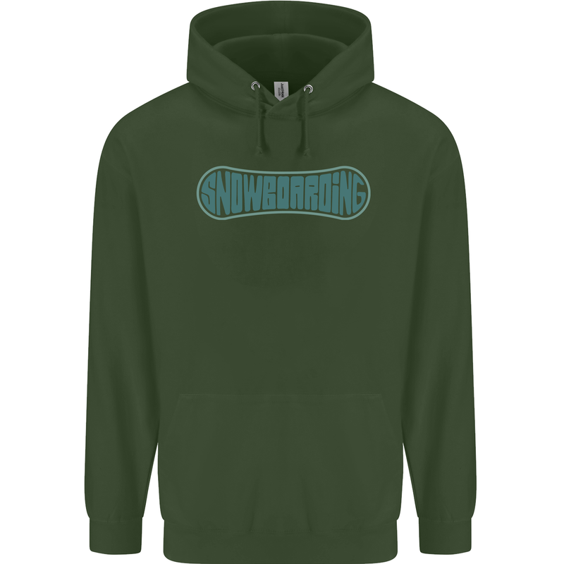 Snowboarding Snow Board Mens 80% Cotton Hoodie Forest Green