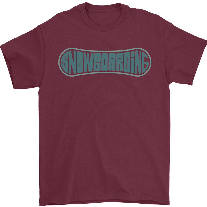 Snowboarding Snow Board Mens T-Shirt 100% Cotton Maroon