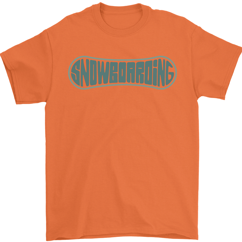 Snowboarding Snow Board Mens T-Shirt 100% Cotton Orange