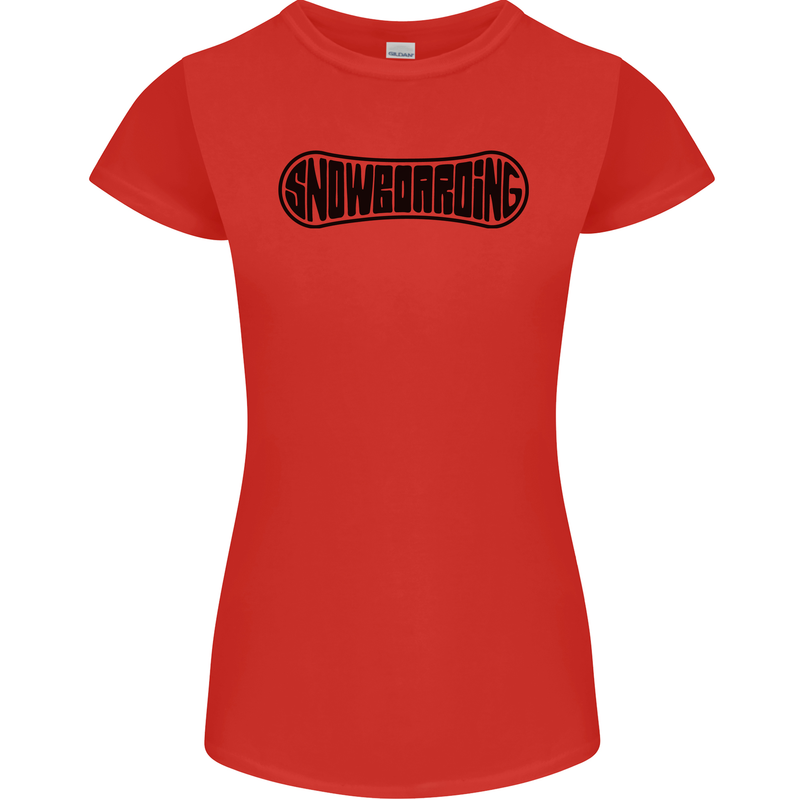 Snowboarding Snow Board Snowboarder Womens Petite Cut T-Shirt Red