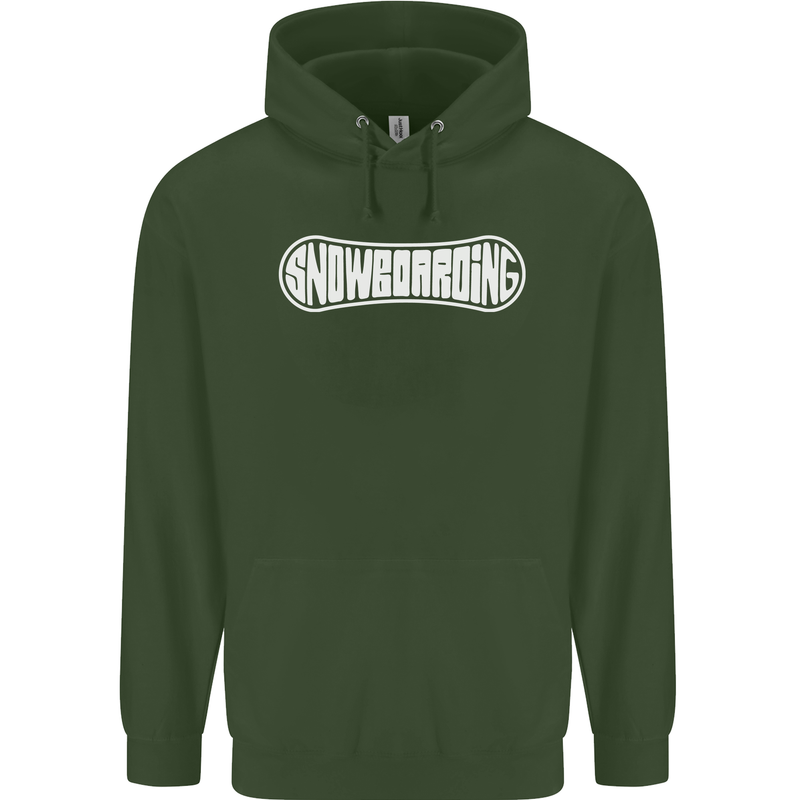 Snowboarding Snow Board Winter Sports Mens 80% Cotton Hoodie Forest Green