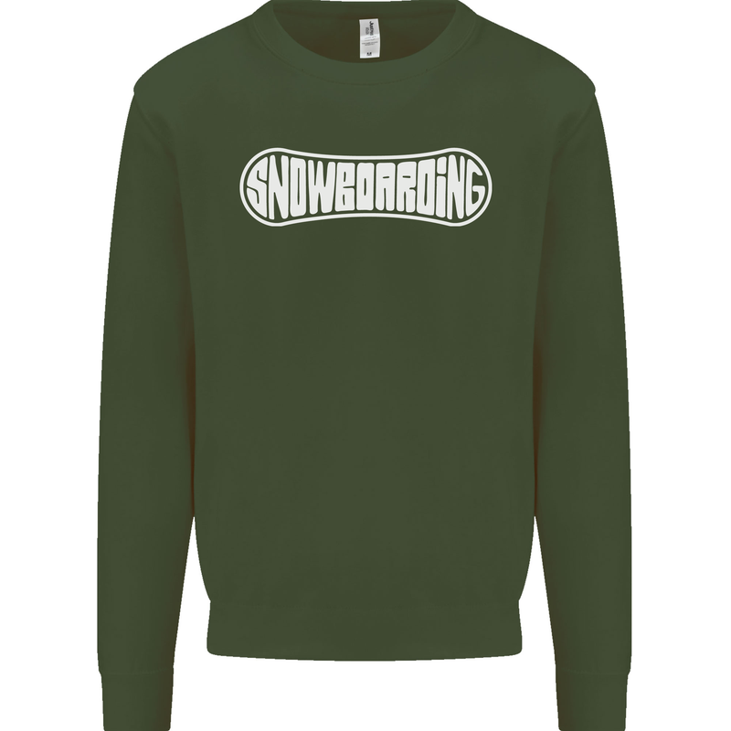 Snowboarding Snow Board Winter Sports Mens Sweatshirt Jumper Forest Green