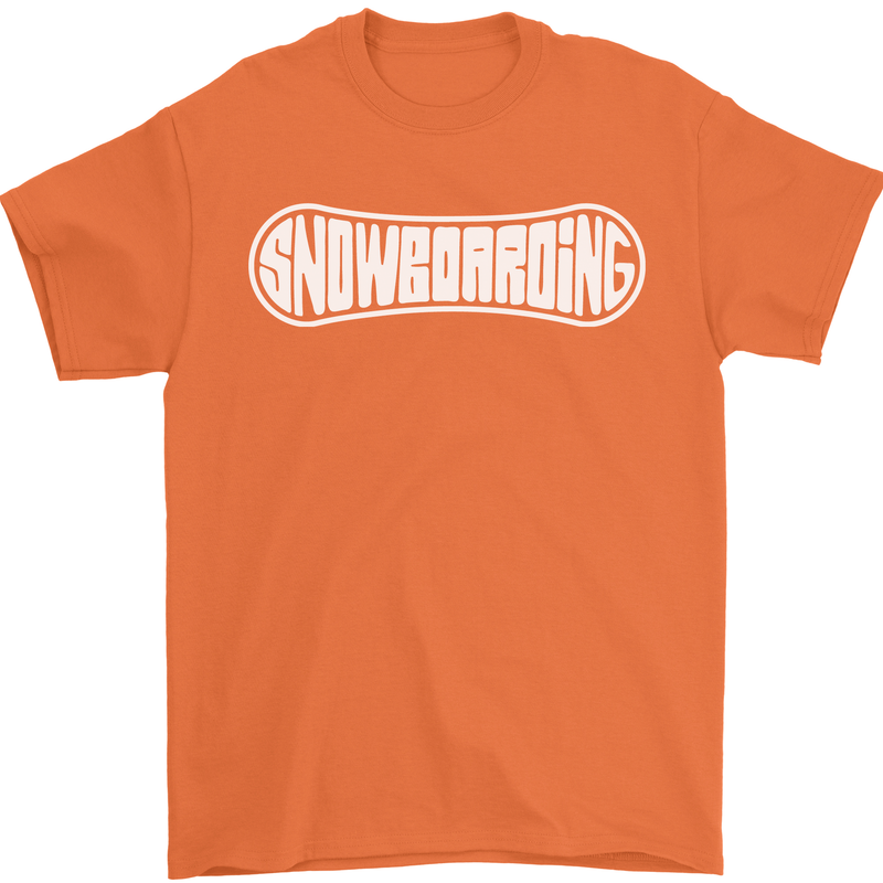 Snowboarding Snow Board Winter Sports Mens T-Shirt 100% Cotton Orange