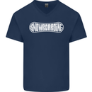 Snowboarding Snow Board Winter Sports Mens V-Neck Cotton T-Shirt Navy Blue