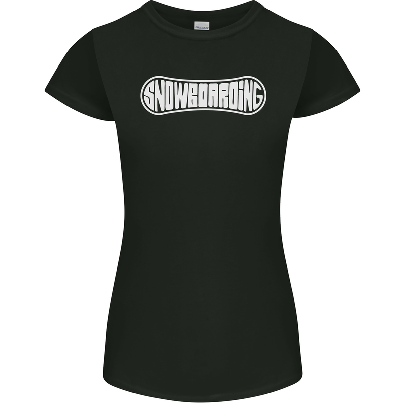 Snowboarding Snow Board Winter Sports Womens Petite Cut T-Shirt Black