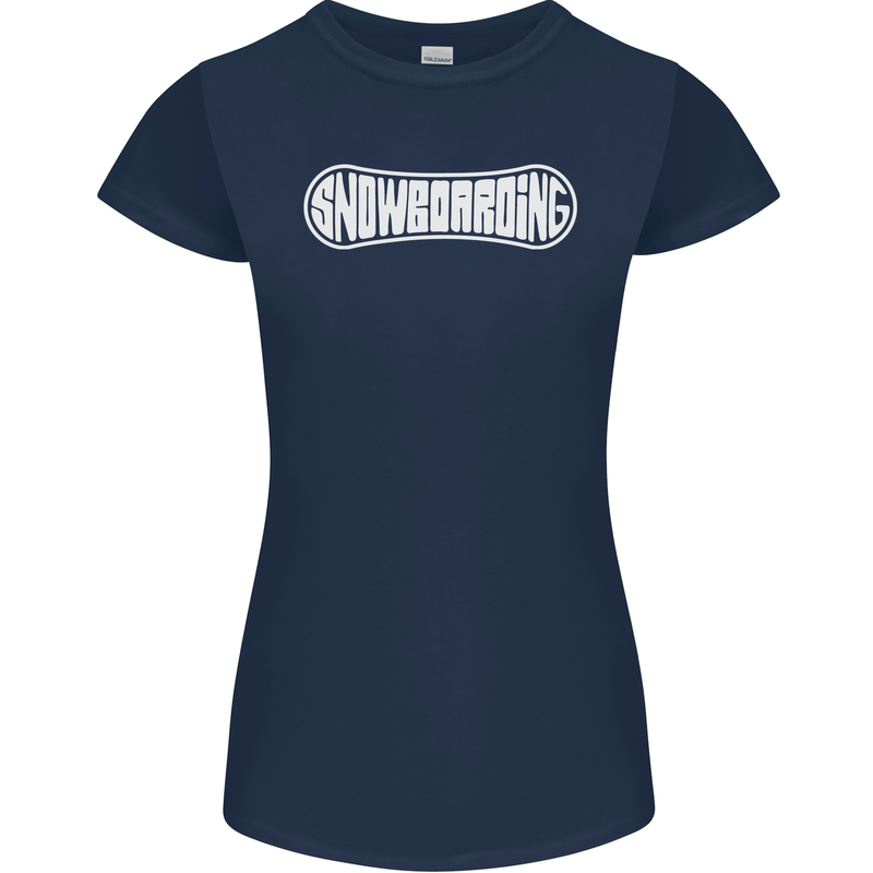 Snowboarding Snow Board Winter Sports Womens Petite Cut T-Shirt Navy Blue