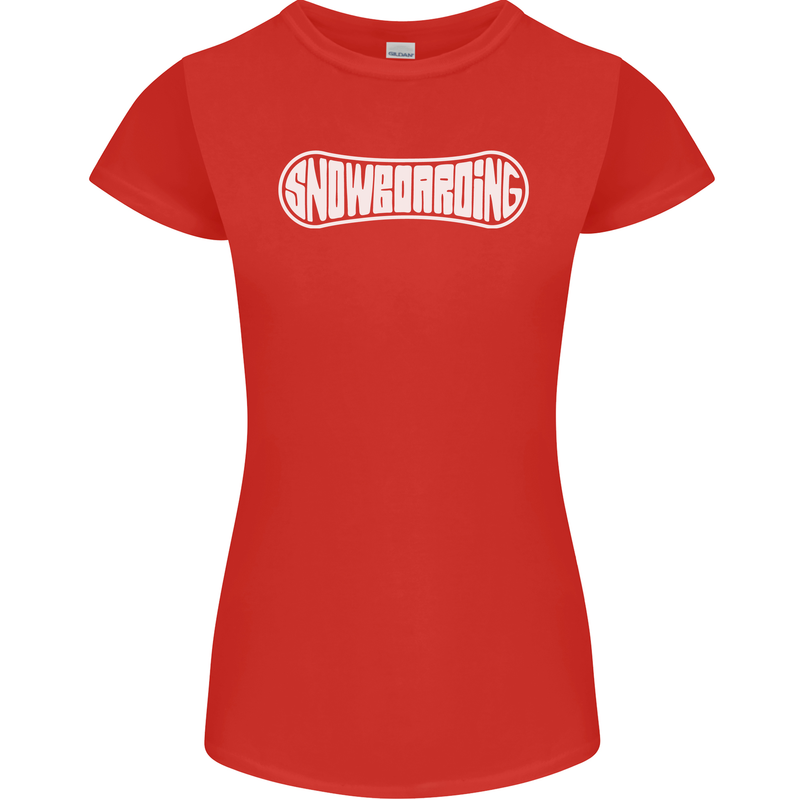 Snowboarding Snow Board Winter Sports Womens Petite Cut T-Shirt Red