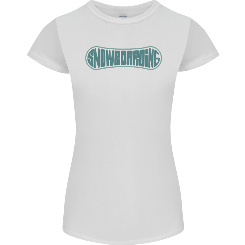 Snowboarding Snow Board Womens Petite Cut T-Shirt White