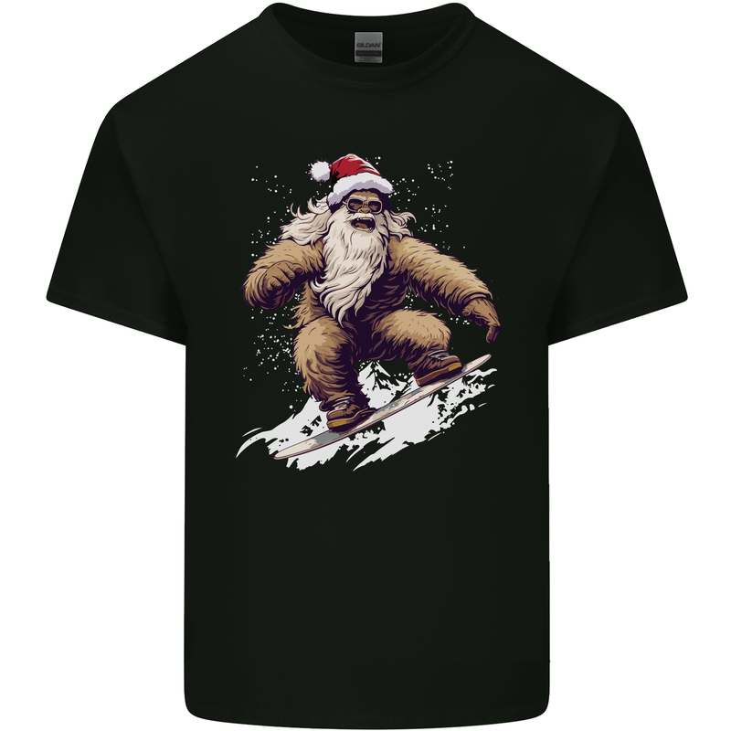 Snowboarding Yeti Christmas Bigfoot Xmas Funny Kids T-Shirt Childrens Black