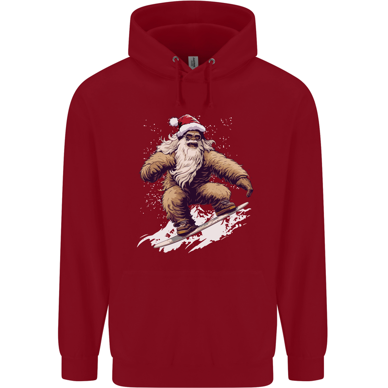 Snowboarding Yeti Christmas Bigfoot Xmas Funny Mens 80% Cotton Hoodie Red