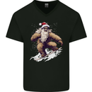 Snowboarding Yeti Christmas Bigfoot Xmas Funny Mens V-Neck Cotton T-Shirt Black