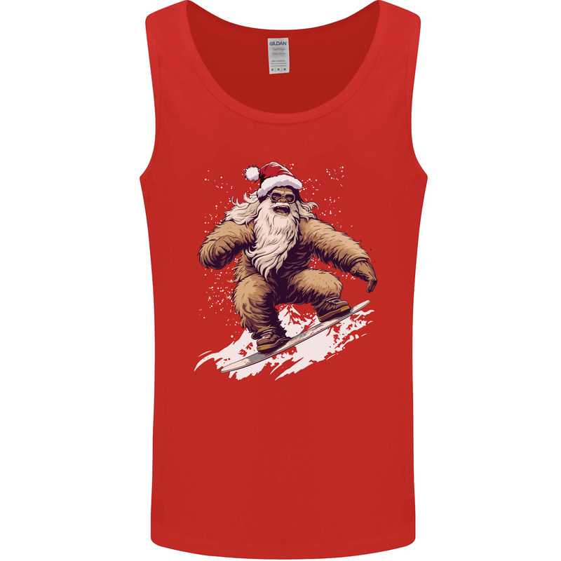 Snowboarding Yeti Christmas Bigfoot Xmas Funny Mens Vest Tank Top Red