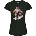 Snowboarding Yeti Christmas Bigfoot Xmas Funny Womens Petite Cut T-Shirt Black