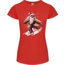 Snowboarding Yeti Christmas Bigfoot Xmas Funny Womens Petite Cut T-Shirt Red