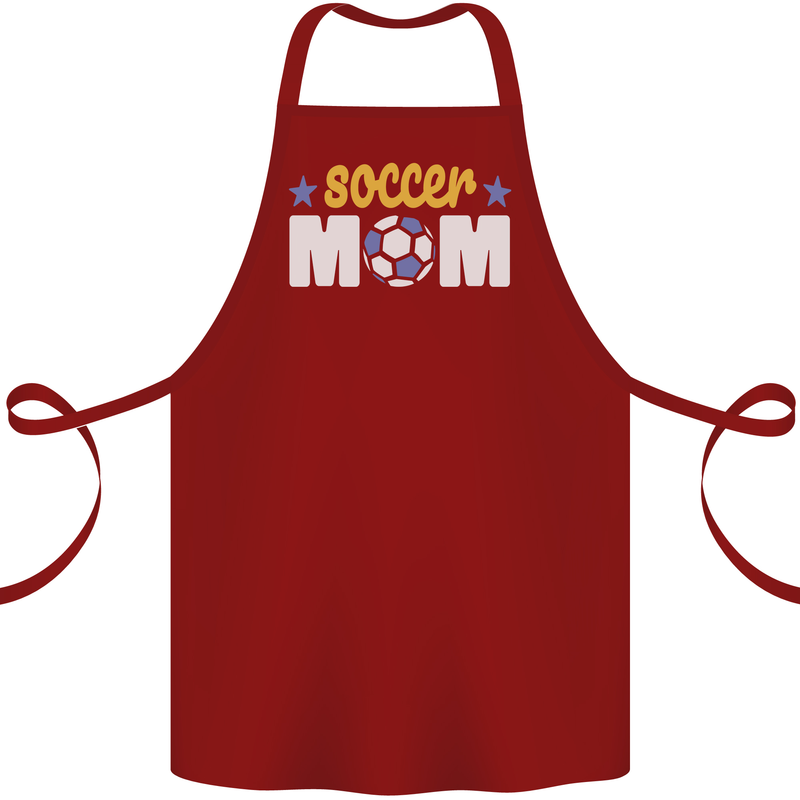 Soccer Mum Mom Cotton Apron 100% Organic Maroon