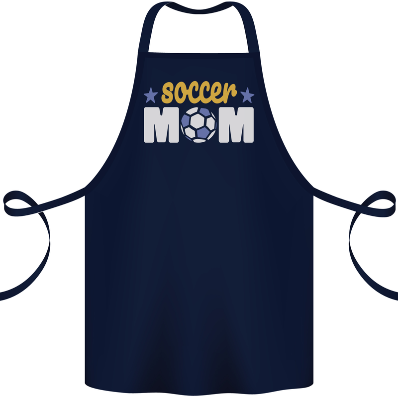 Soccer Mum Mom Cotton Apron 100% Organic Navy Blue