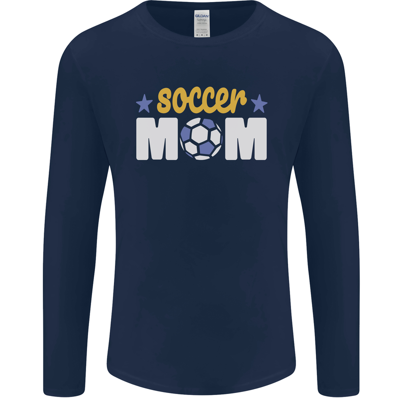 Soccer Mum Mom Mens Long Sleeve T-Shirt Navy Blue
