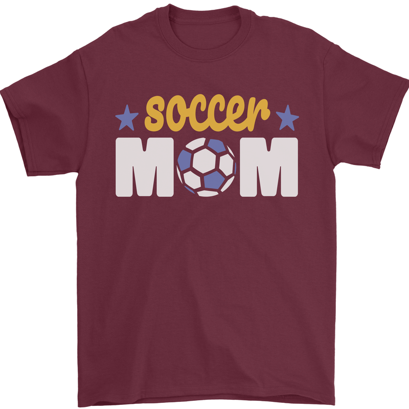 Soccer Mum Mom Mens T-Shirt 100% Cotton Maroon