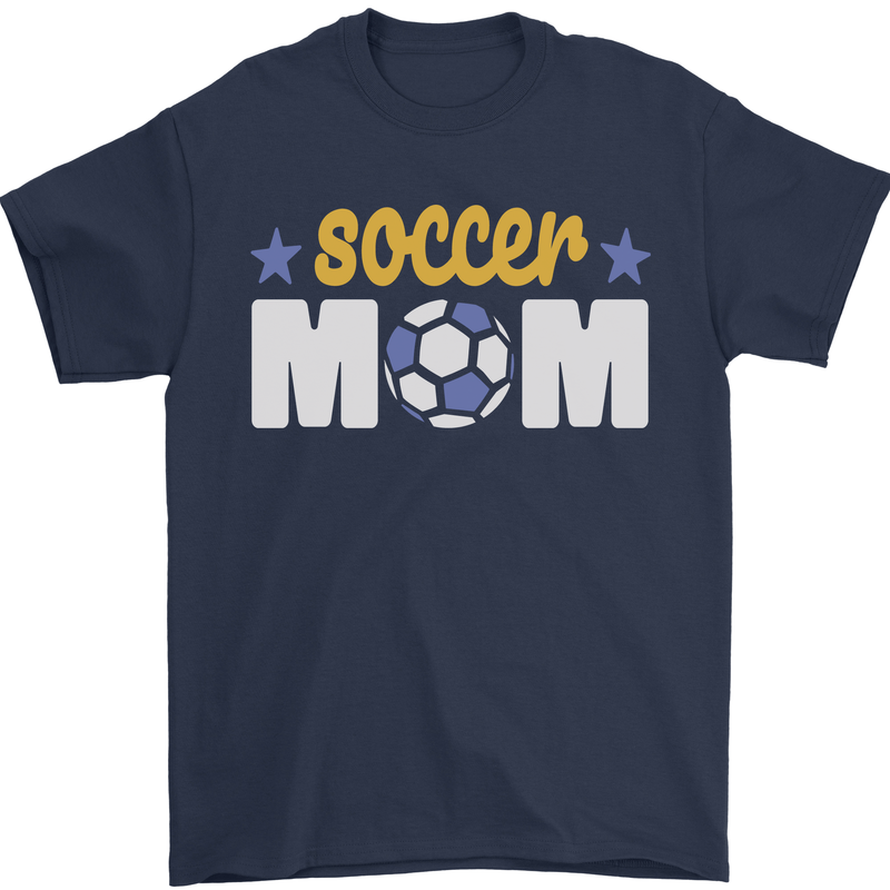 Soccer Mum Mom Mens T-Shirt 100% Cotton Navy Blue