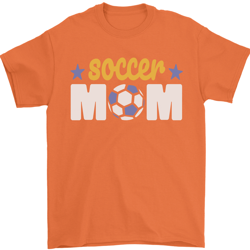 Soccer Mum Mom Mens T-Shirt 100% Cotton Orange